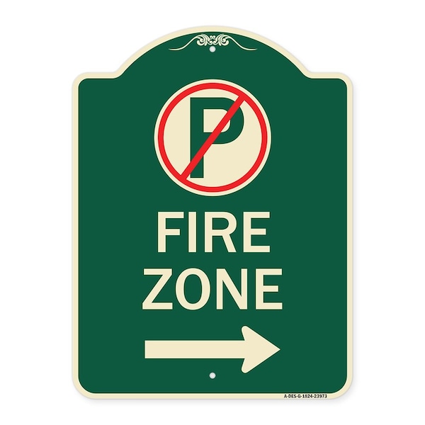 Signmission Fire Zone No Parking and Right Arrow Heavy-Gauge Aluminum Sign, 24" x 18", G-1824-23973 A-DES-G-1824-23973 - main